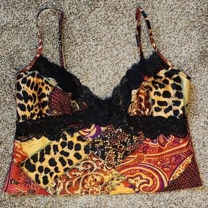 Frederick's silky black lace cami